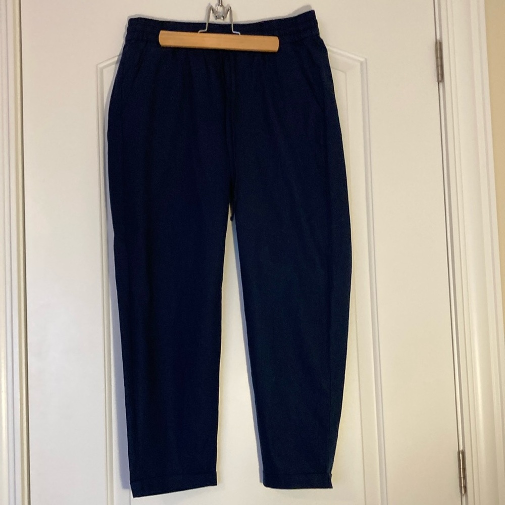 J. Crew Women's Navy Blue Linen Blend Drawstring Pants AW839 Size 4 EUC